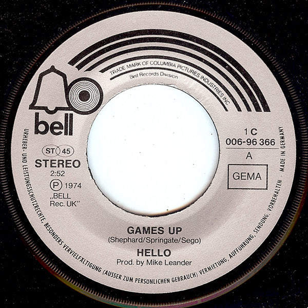 Hello : Games Up (7", Single)