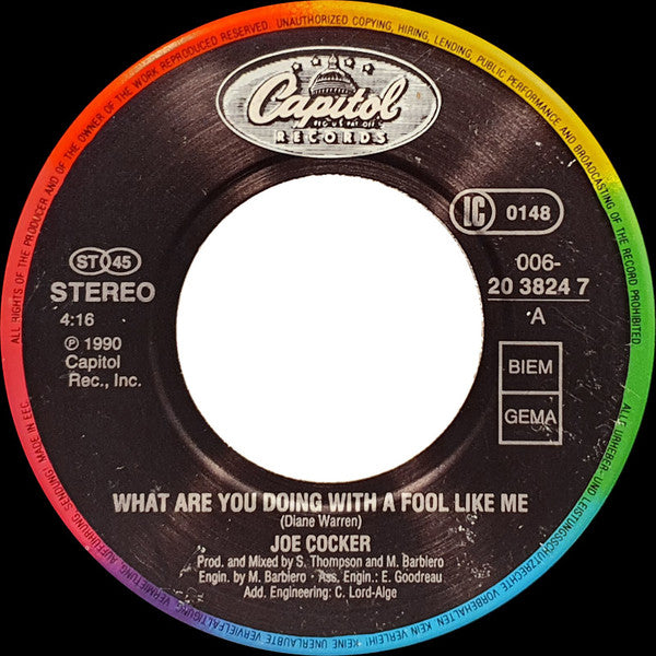 Joe Cocker : What Are You Doing With A Fool Like Me (7", Single)