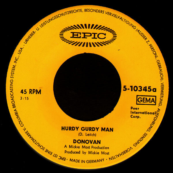 Donovan : The Hurdy Gurdy Man (7", Single, Lil)