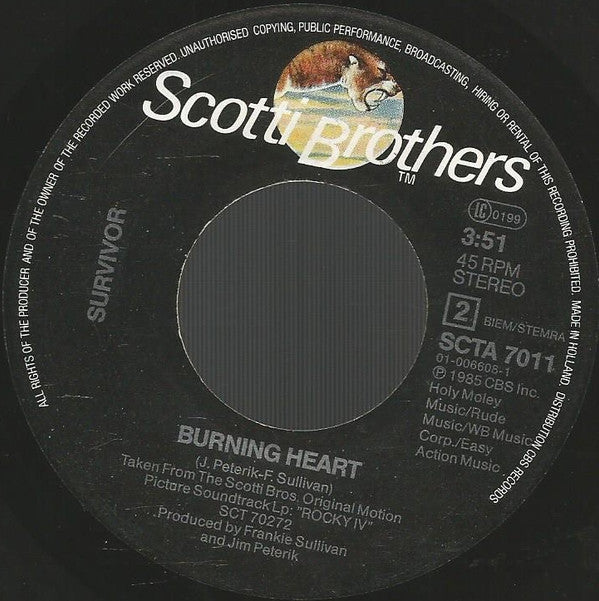 Survivor : I Can't Hold Back (7", Single)