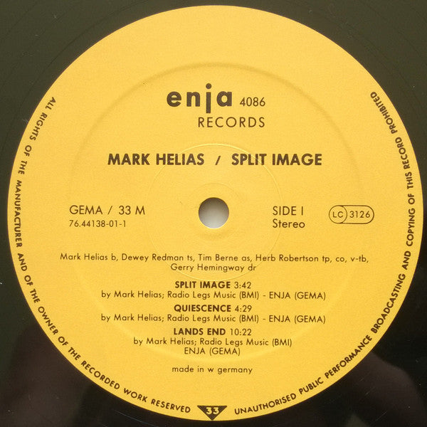Mark Helias - Gerry Hemingway - Dewey Redman - Tim Berne - Herb Robertson : Split Image (LP, Album)