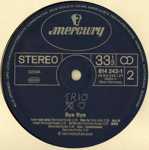 Trio : Bye Bye (LP, Album, 2nd)