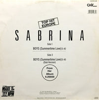 Sabrina : Boys (Summertime Love) (12", Maxi)
