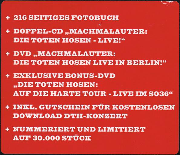 Die Toten Hosen : Machmalauter - Live - Die Volle Dröhnung (2xDVD-V + 2xCD, Album + Box, Ltd, Num)