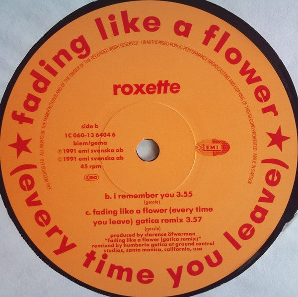 Roxette : Fading Like A Flower (Every Time You Leave) (12")