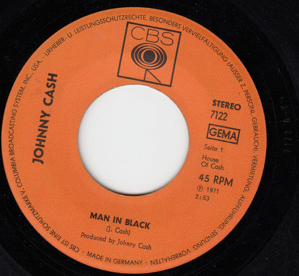 Johnny Cash : Man In Black (7", Single)
