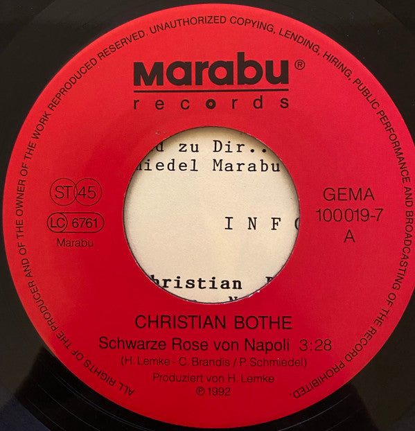 Christian Bothe : Schwarze Rose Von Napoli (7", Single)