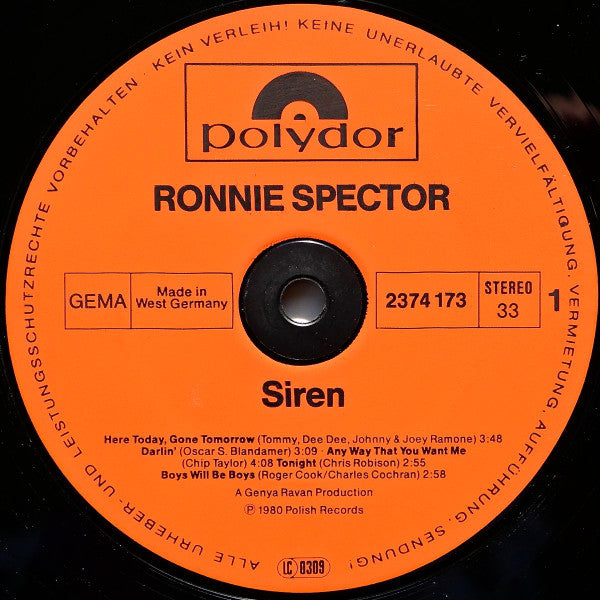 Ronnie Spector : Siren (LP, Album)