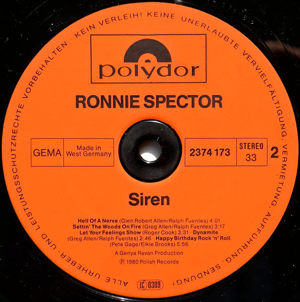 Ronnie Spector : Siren (LP, Album)