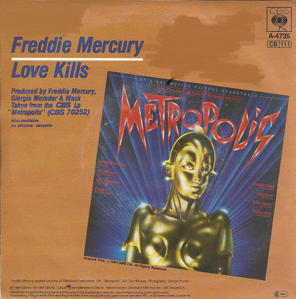 Freddie Mercury : Love Kills (7", Single)