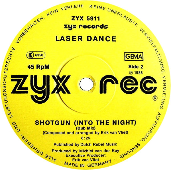 Laserdance : Shotgun (Into The Night) (12", Yel)