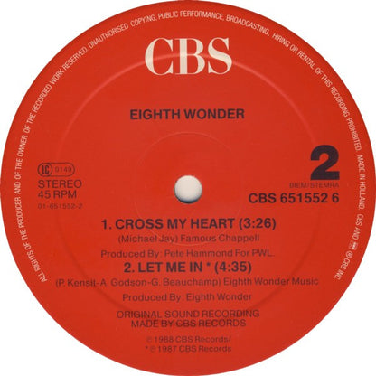 Eighth Wonder : Cross My Heart (Dance Mix) (12", Maxi)