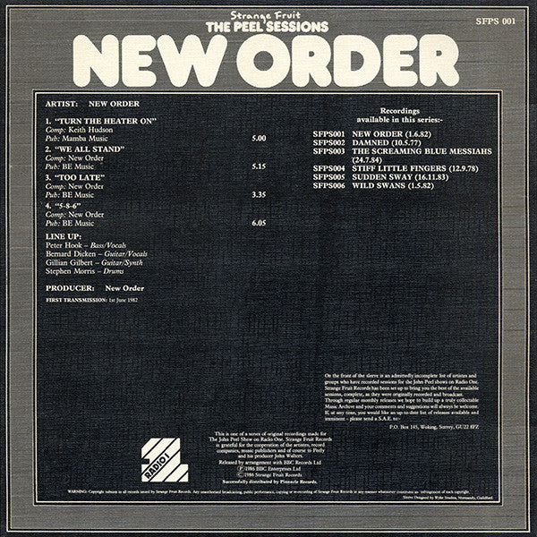 New Order : The Peel Sessions (12", EP, P.R)