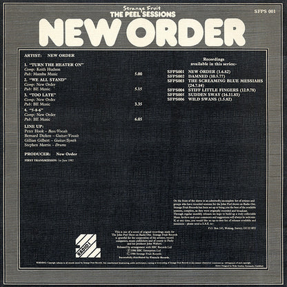 New Order : The Peel Sessions (12", EP, P.R)
