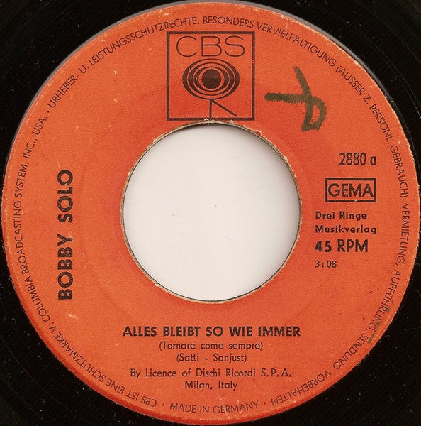 Bobby Solo : Alles Bleibt So Wie Immer (7", Single)