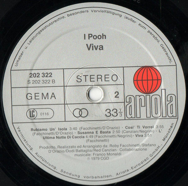 Pooh : Viva (LP, Album, Gat)