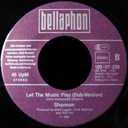 Shannon : Let The Music Play (7", Single)