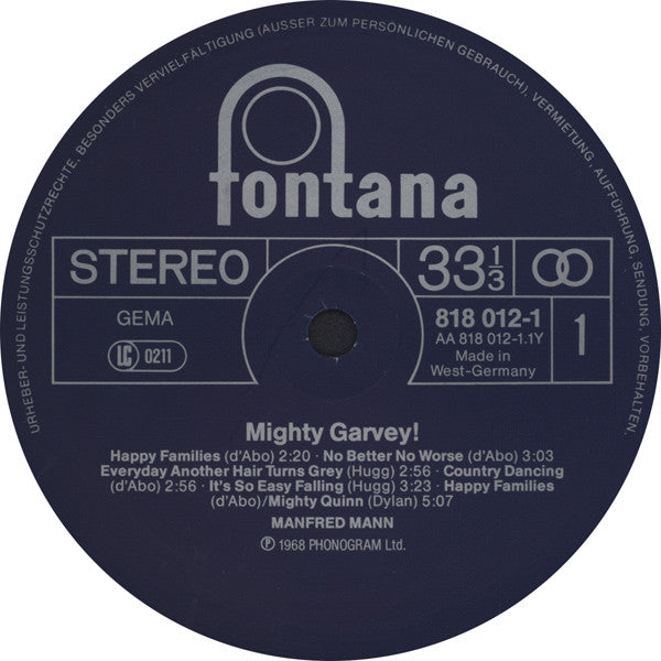 Manfred Mann : Mighty Garvey! (LP, Album, RE)