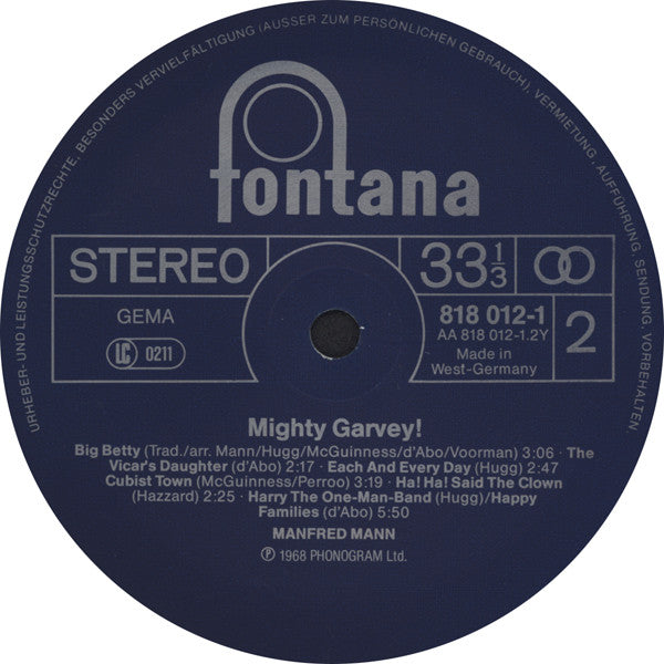 Manfred Mann : Mighty Garvey! (LP, Album, RE)