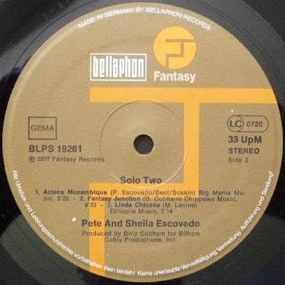 Pete & Sheila Escovedo : Solo Two (LP, Album)