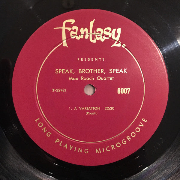 Max Roach Quartet : Speak, Brother, Speak! (LP, Album, Mono)