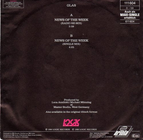 Glas : News Of The Week (7", Single)