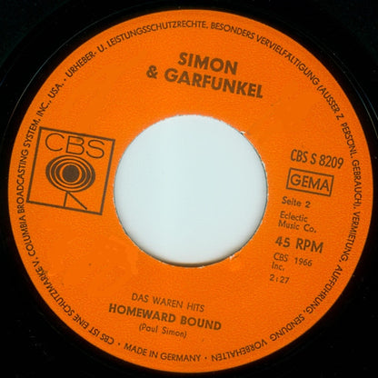 Simon & Garfunkel : The Sounds Of Silence / Homeward Bound (7", Single)