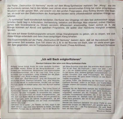 Eberhard Schoener : Destruction Of Harmony (7", Promo)