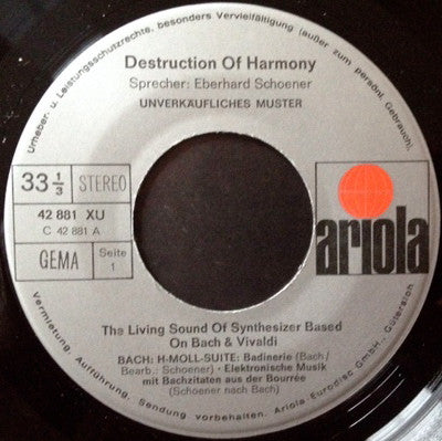 Eberhard Schoener : Destruction Of Harmony (7", Promo)