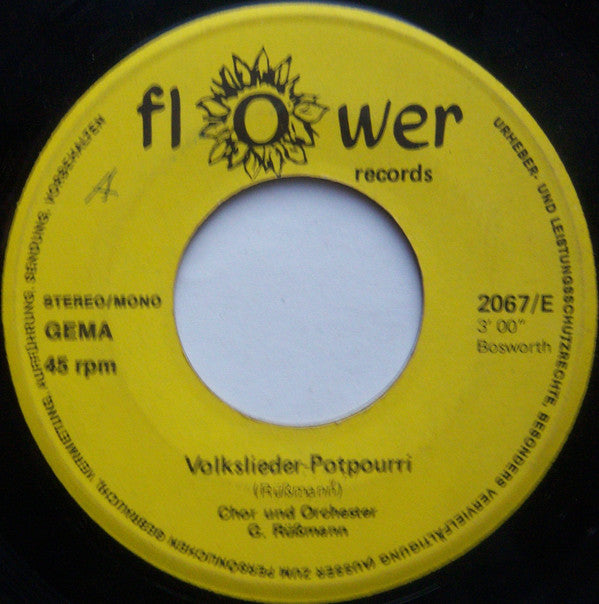 Chor* Und Orchester G. Rüßmann* : Volkslieder-Potpourri (7", Single)