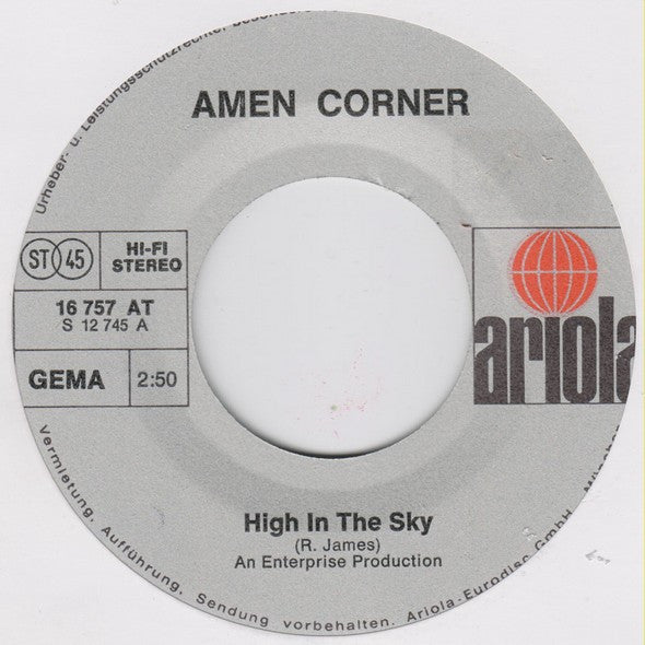 Amen Corner : High In The Sky  /  (If Paradise Is) Half As Nice (7", Single, RE)