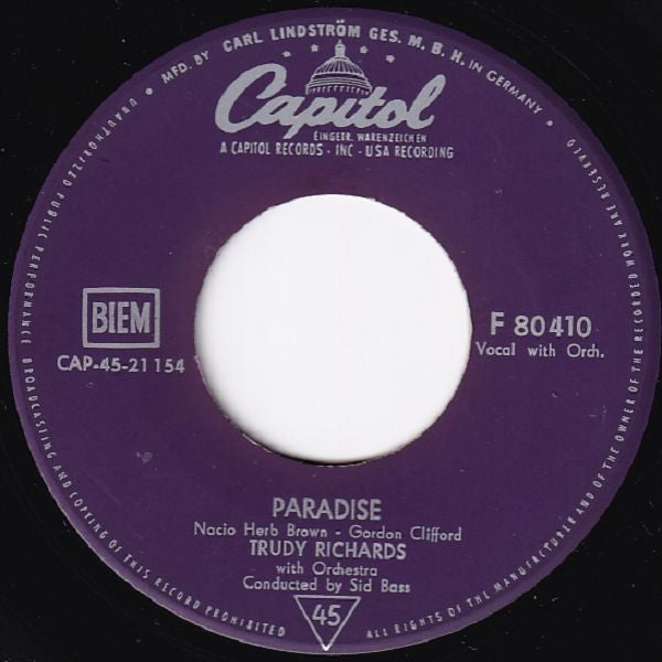 Trudy Richards : Paradise / Next Time (7")