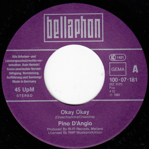 Pino D'Angiò : Okay Okay (7", Single)