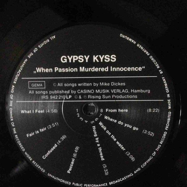 Gypsy Kyss : "When Passion Murdered Innocence" (LP, Album)