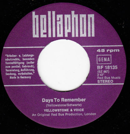 Yellowstone And Voice* : Days To Remember / Grandmother Says (7", Single)