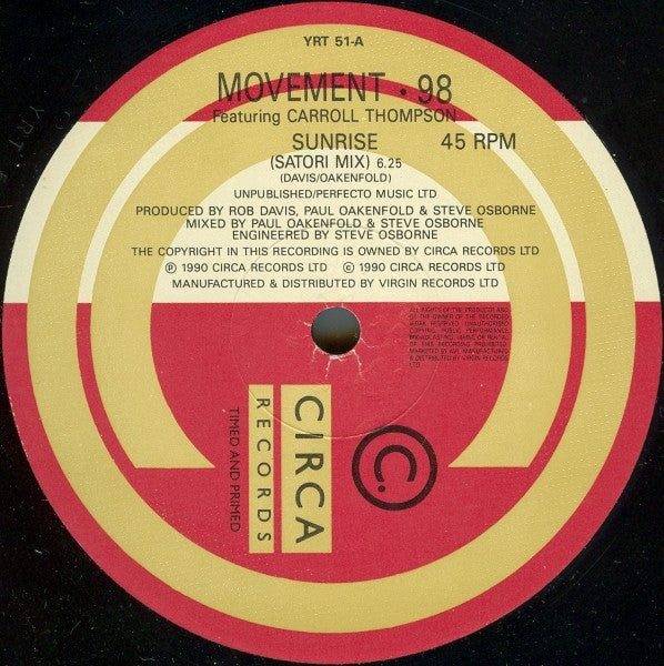 Movement. 98* Featuring Carroll Thompson : Sunrise (12")