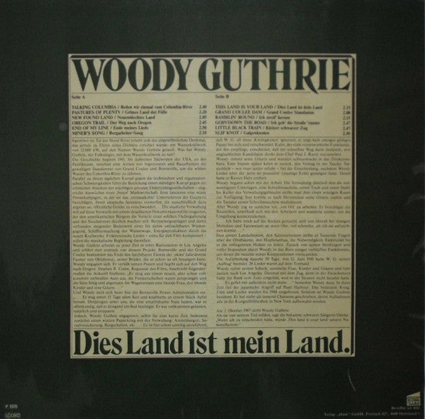 Woody Guthrie : Dies Land Ist Mein Land. (LP, Album, RE)