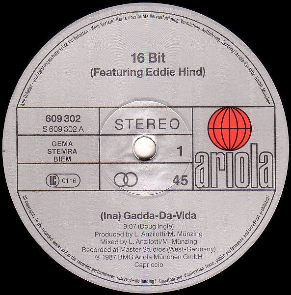 16 Bit Featuring Edwin Hind : (Ina) Gadda-Da-Vida (12", Maxi)