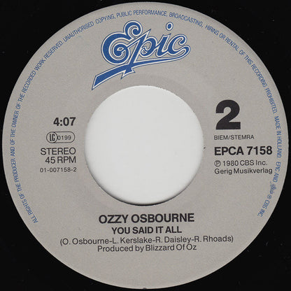 Ozzy Osbourne : Shot In The Dark (7", Single)
