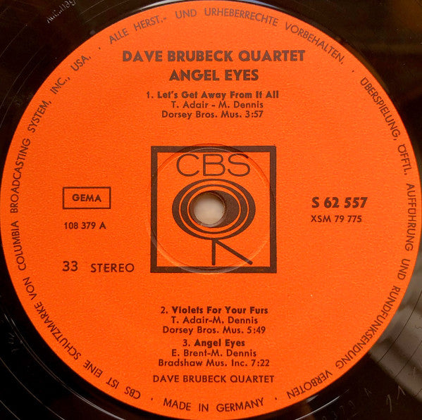 Dave Brubeck Quartet* : Angel Eyes (LP, Album)