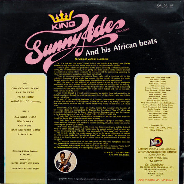 King Sunny Ade & His African Beats : Ijinle Odu (LP, Album)