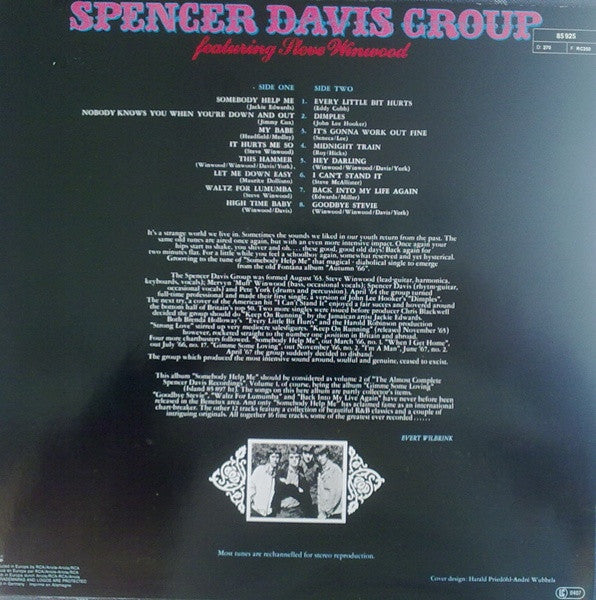 Spencer Davis Group* Featuring Steve Winwood : Somebody Help Me (LP, Comp, RE)