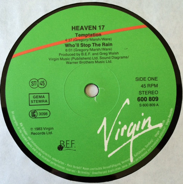 Heaven 17 : Temptation (Special Dance Mixes) (12")