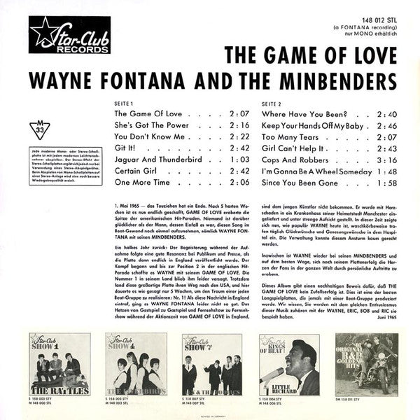 Wayne Fontana And The Mindbenders* : The Game Of Love (LP, Album, Mono)