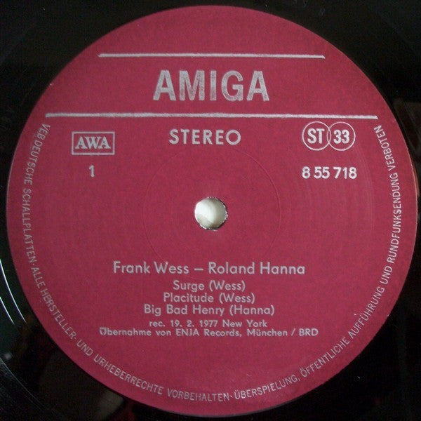 Frank Wess • Roland Hanna : Frank Wess • Roland Hanna (LP, Album)