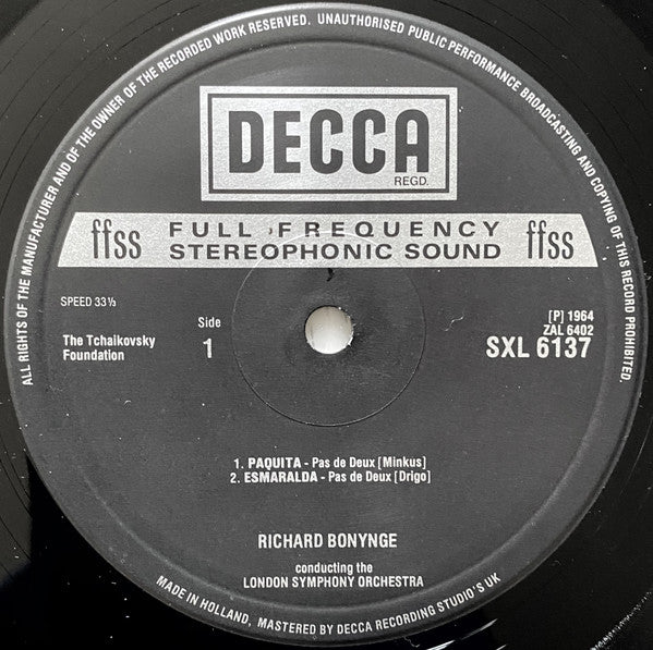 Riccardo Drigo, Ludwig Minkus, Daniel-Francois-Esprit Auber & Edvard Helsted, Richard Bonynge, London Symphony Orchestra : Pas De Deux (Ballet Music) (LP, RE)