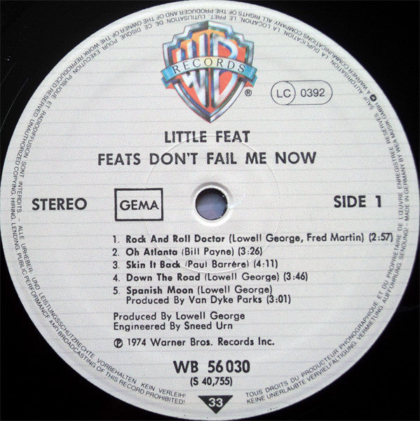 Little Feat : Feats Don't Fail Me Now (LP, Album, RE)