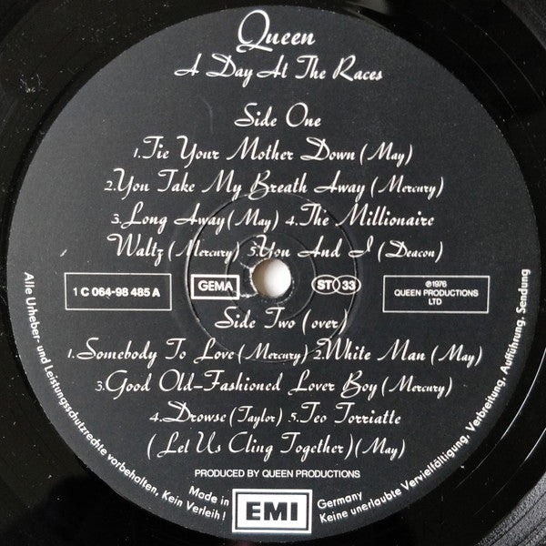 Queen : A Day At The Races (LP, Album, Gat)