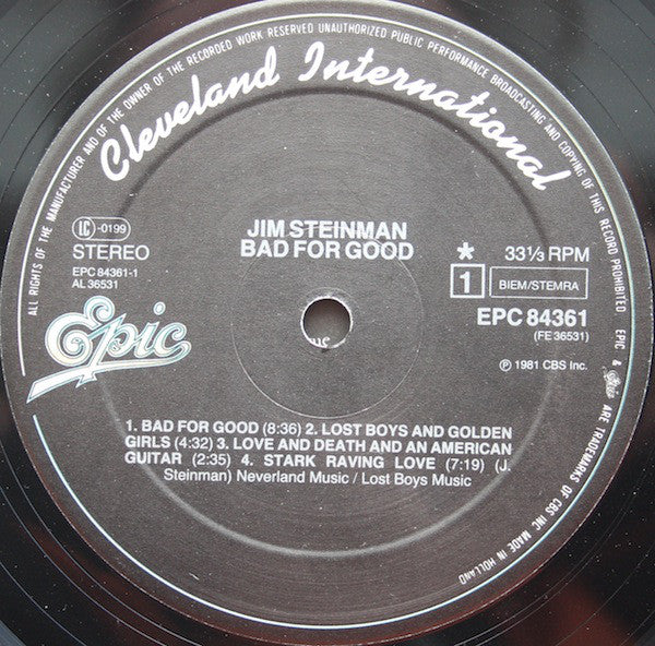 Jim Steinman : Bad For Good (LP, Album)