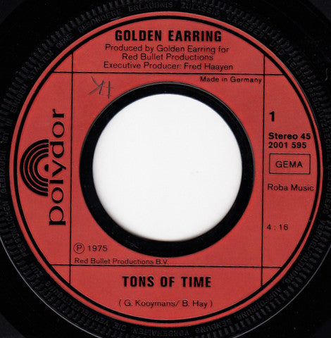 Golden Earring : Tons Of Time (7", Single)
